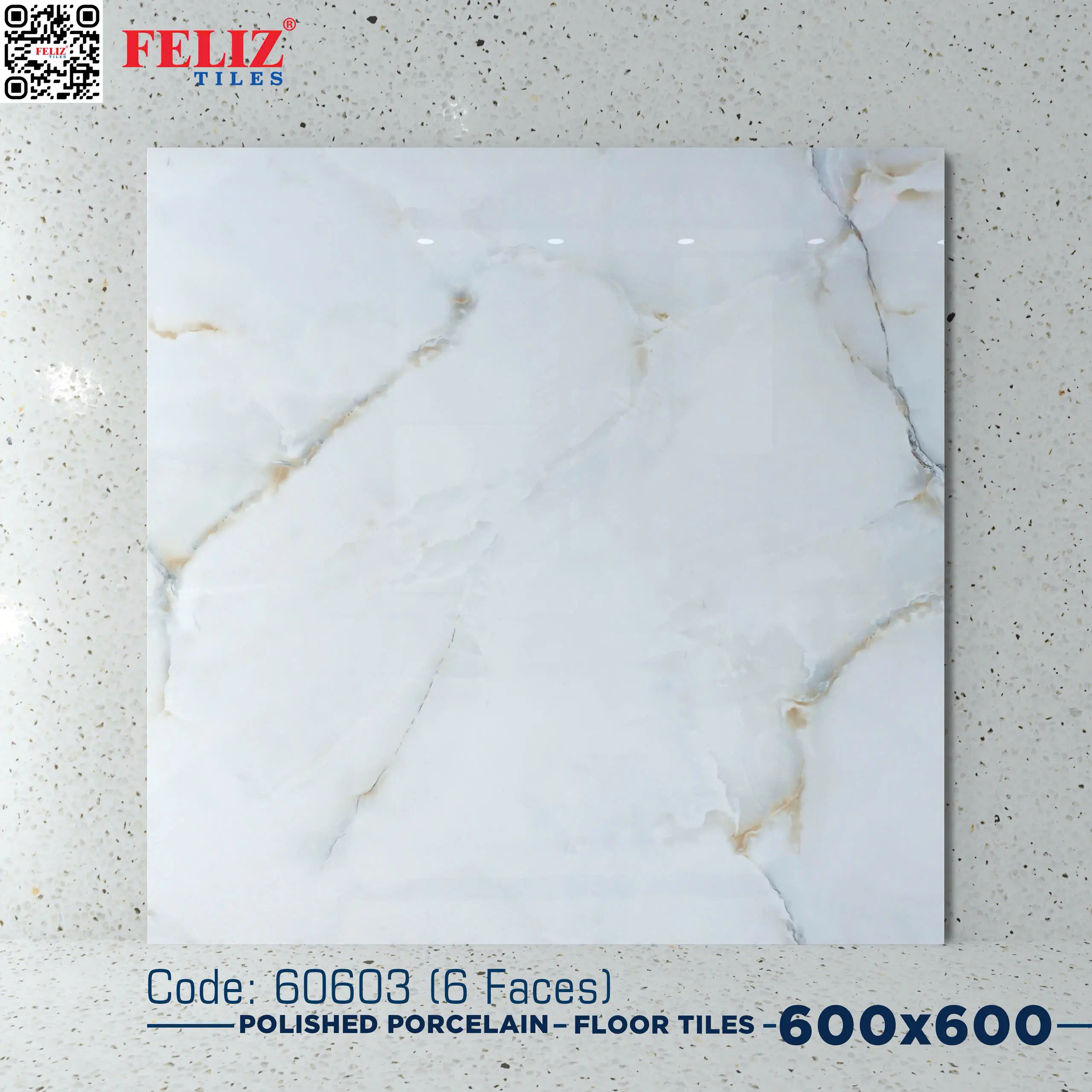 Gạch lát Việt Nam, Xương đá trắng, 60603, KT 600x600mm (4 viên/thùng/1,44m2)