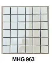 Gạch mosaic gốm trắng bóng nhập khẩu, mã MHG963, KT vỉ 306x306mm, KT viên 48x48mm