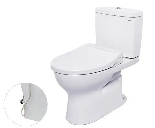 Bàn cầu toilet hai khối, nắp đóng êm kèm vòi rửa nước lạnh TCW07S CS320DRE2W