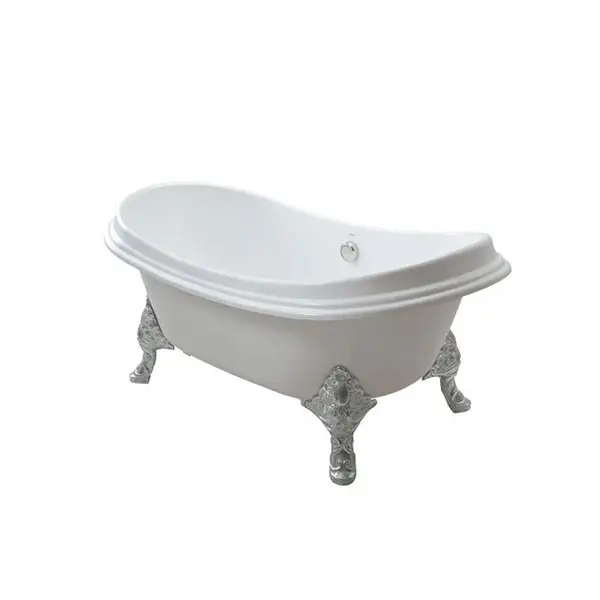 Bồn tắm đặt sàn gang tráng men, chân mạ bạc FBY1756PTNEW